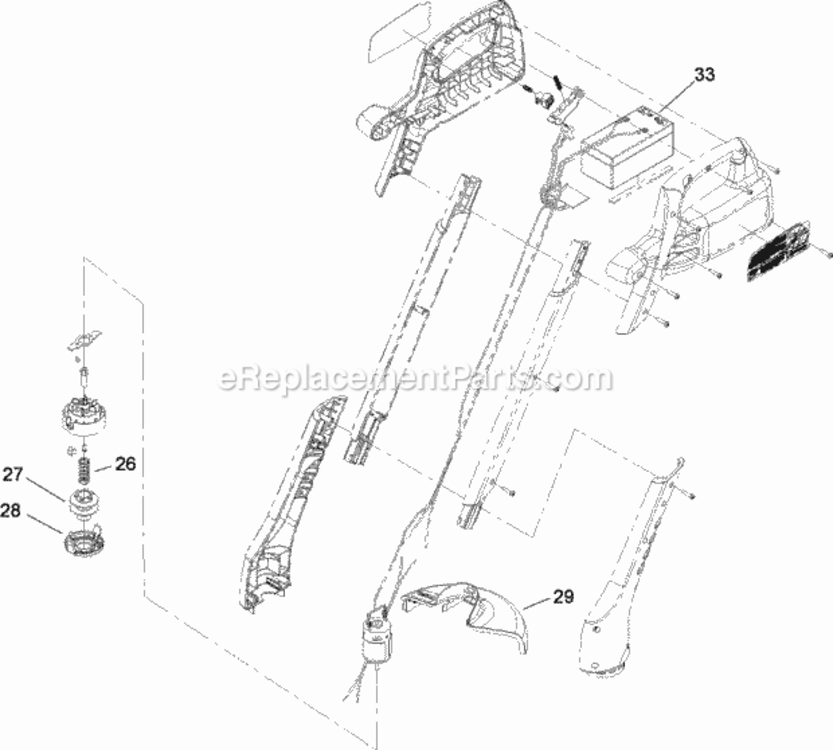 Battery_And_Spool_Assembly Diagram and Parts List for 313000001 - 313999999 Toro Trimmer