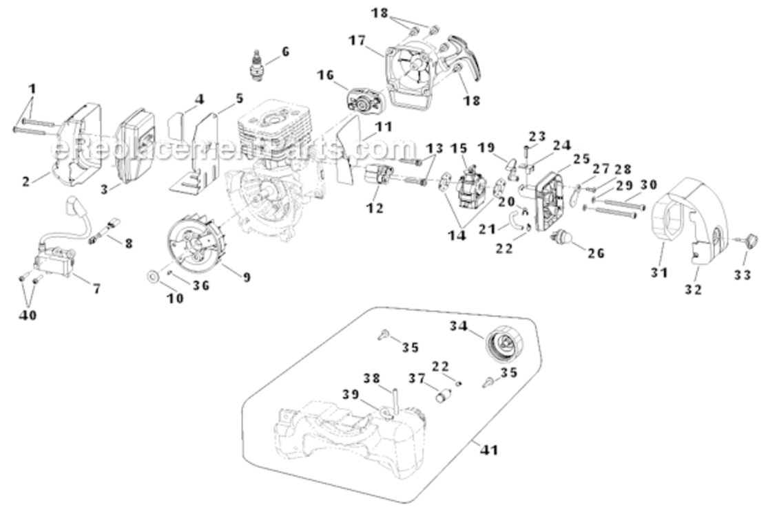 Engine_Component_Assembly Diagram and Parts List for  Toro Leaf Blower / Vacuum