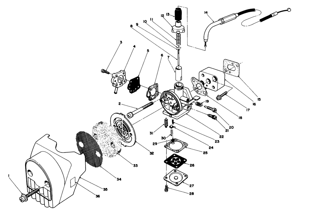Carburetor & Air Cleaner Assembly Diagram and Parts List for 5000001 - 5999999 Toro Trimmer