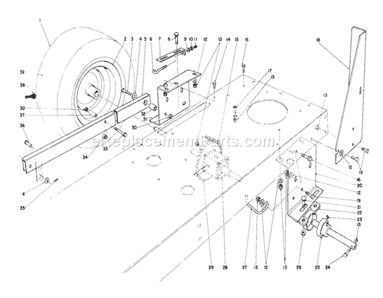 Rear Axle Assembly Diagram and Parts List for 7000001-7999999 - 1987 Toro Lawn Tractor