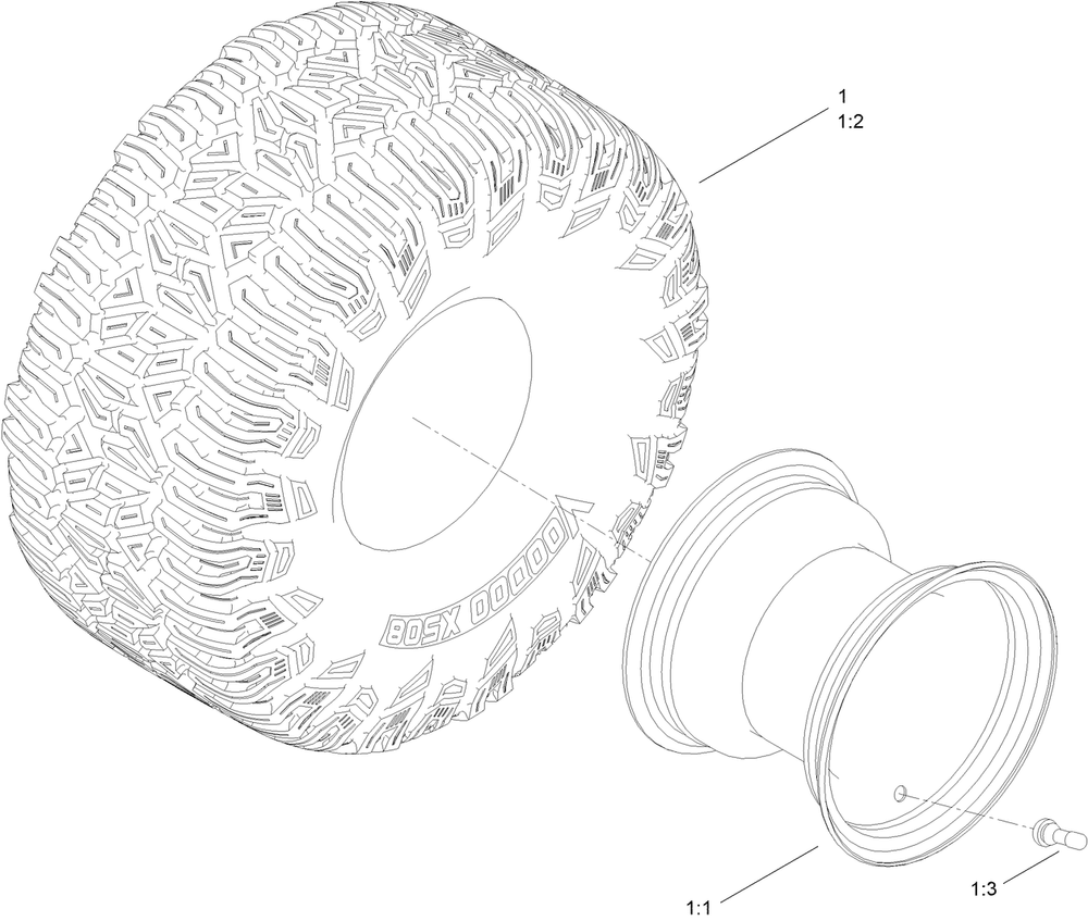 Tire Assembly Diagram and Parts List for 415500000 - 417199999 Toro Lawn Tractor