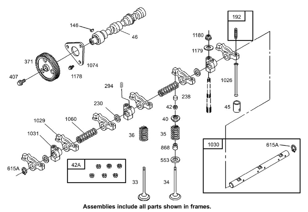Camshaft Assembly Diagram and Parts List for (270000301-270999999)(2007) Toro Lawn Tractor