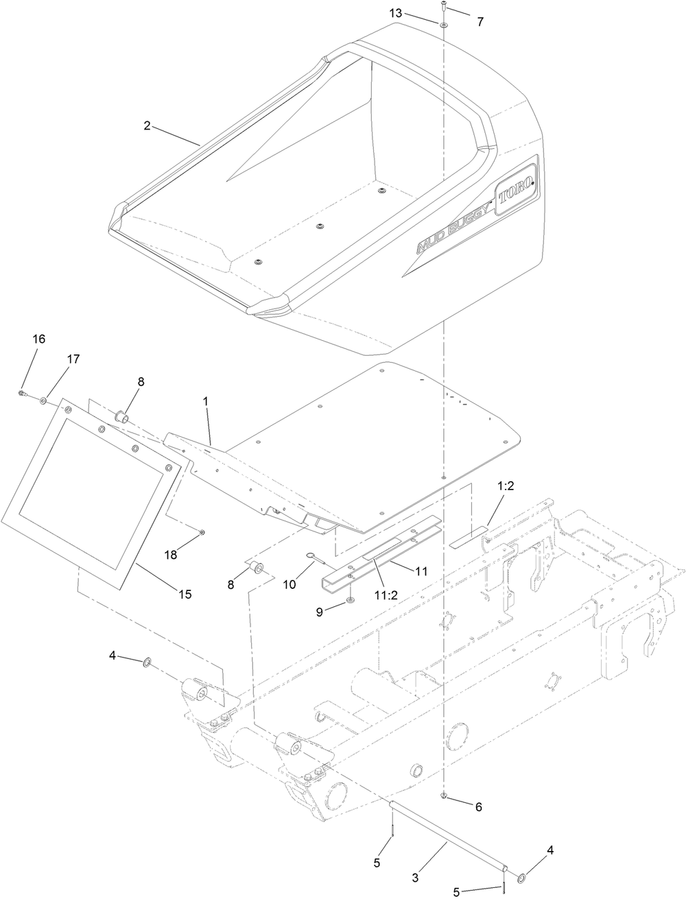 Hopper Assembly Diagram and Parts List for 403090201 - 403299999 Toro Lawn Tractor Accessories