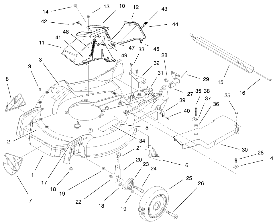 Housing Assembly Diagram and Parts List for 790000001 - 799999999 Toro Lawn Mower