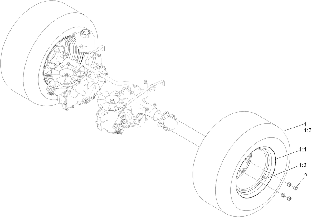 Rear Wheel Assembly Diagram and Parts List for 404621105-999999999 Toro Lawn Tractor