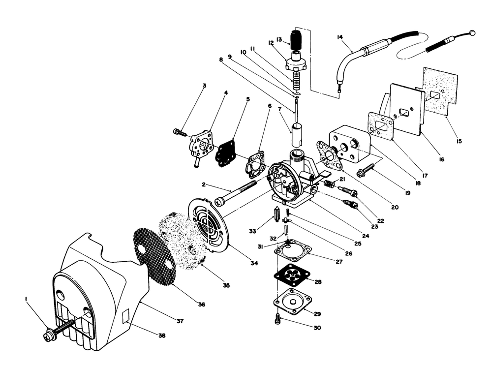 Air Cleaner & Carburetor Assembly Diagram and Parts List for 5000001 - 5999999 Toro Trimmer