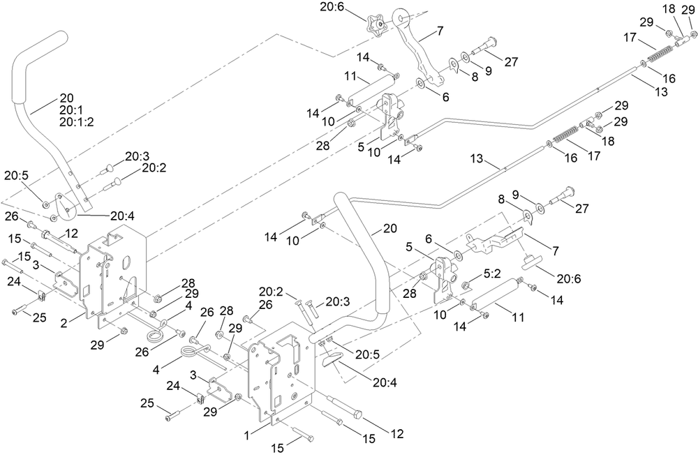 Motion Control Assembly Diagram and Parts List for 417265516 - 417299999 Toro Lawn Tractor