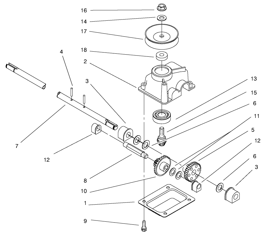 Gear Case Assembly Diagram and Parts List for 9900001 - 9999999 Toro Lawn Mower
