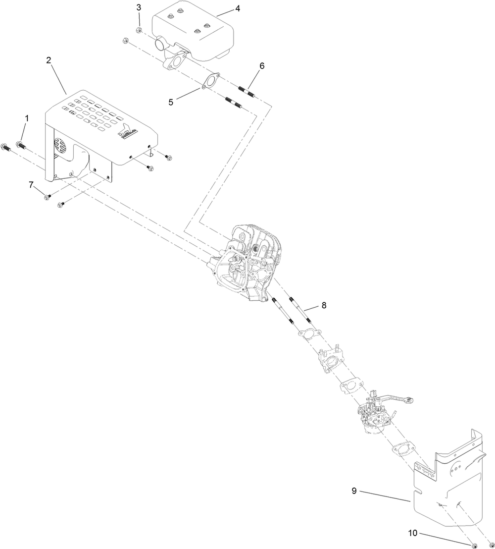 Intake And Exhaust Assembly Diagram and Parts List for 409000000 - 411399999 Toro Snow Blower
