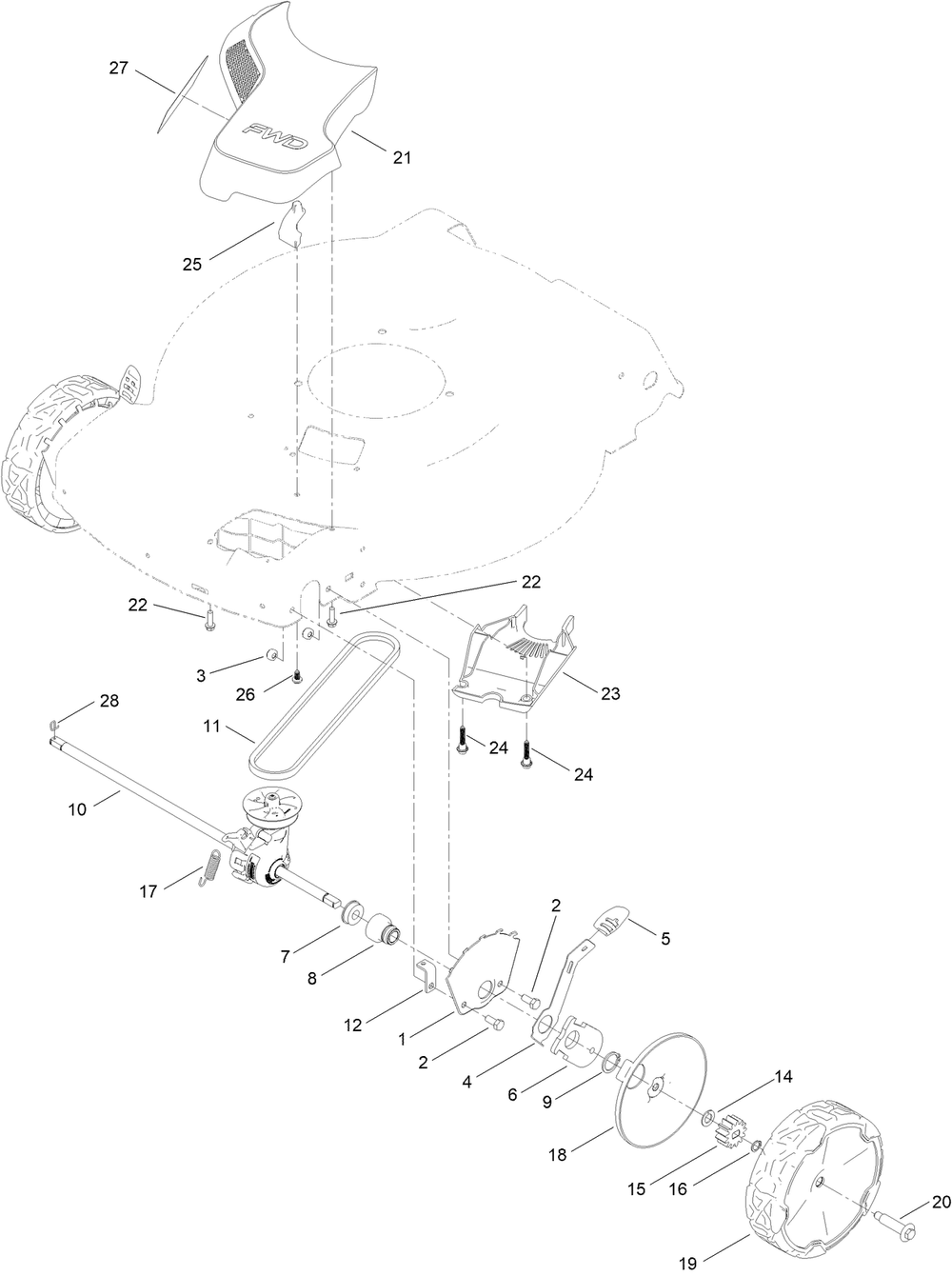Front Wheel And Height-Of-Cut Assembly Diagram and Parts List for 411998892 - 999999999 Toro Lawn Mower
