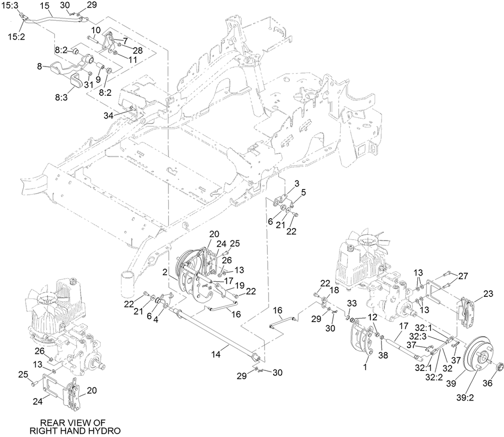 Park Brake Assembly Diagram and Parts List for 409039415-999999999 Toro Lawn Mower
