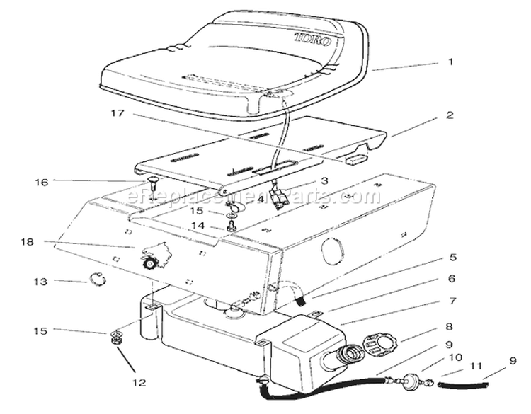 Page R Diagram and Parts List for 8900001-8999999 - 1998 Toro Lawn Tractor