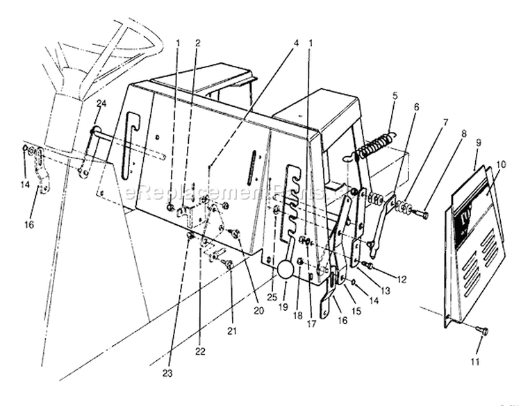 Linkage Assembly Diagram and Parts List for 3900001-3999999 - 1993 Toro Lawn Tractor