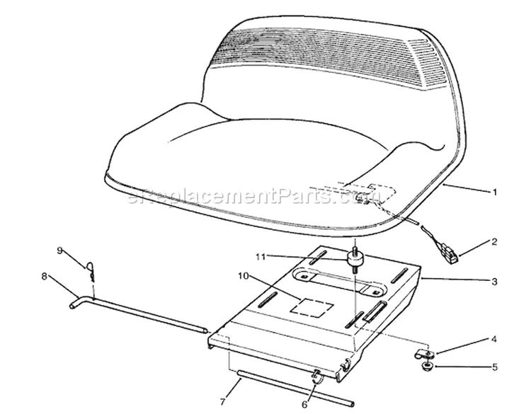 Seat Assembly (model No. 70080, 70120 & 70140) Diagram and Parts List for 3900001-3999999 - 1993 Toro Lawn Tractor