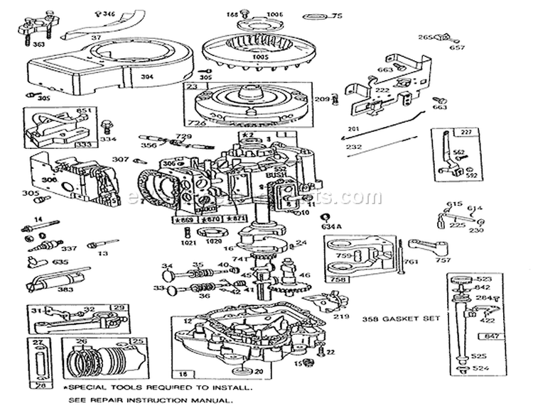 Briggs & Stratton Model No. 286707-0119-01 Diagram and Parts List for 3900001-3999999 - 1993 Toro Lawn Tractor