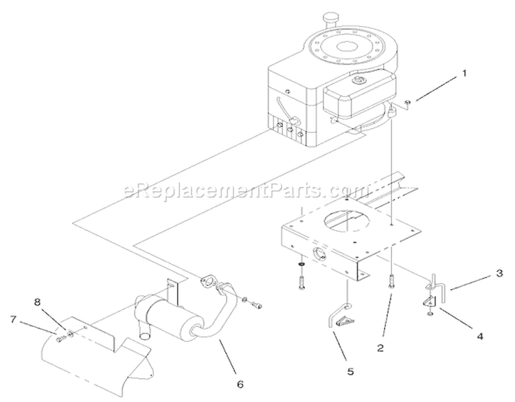 Engine System Components Assembly Diagram and Parts List for 200000001-200999999 - 2000 Toro Lawn Tractor