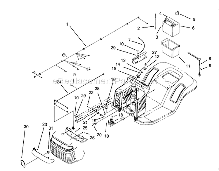 Electrical Assembly Diagram and Parts List for 4900001-4999999 - 1994 Toro Lawn Tractor