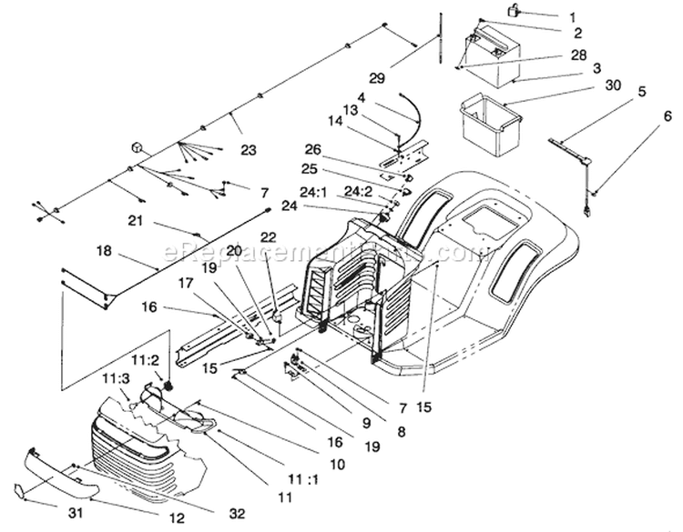 Electrical Assembly Diagram and Parts List for 5900001-5999999 - 1995 Toro Lawn Tractor