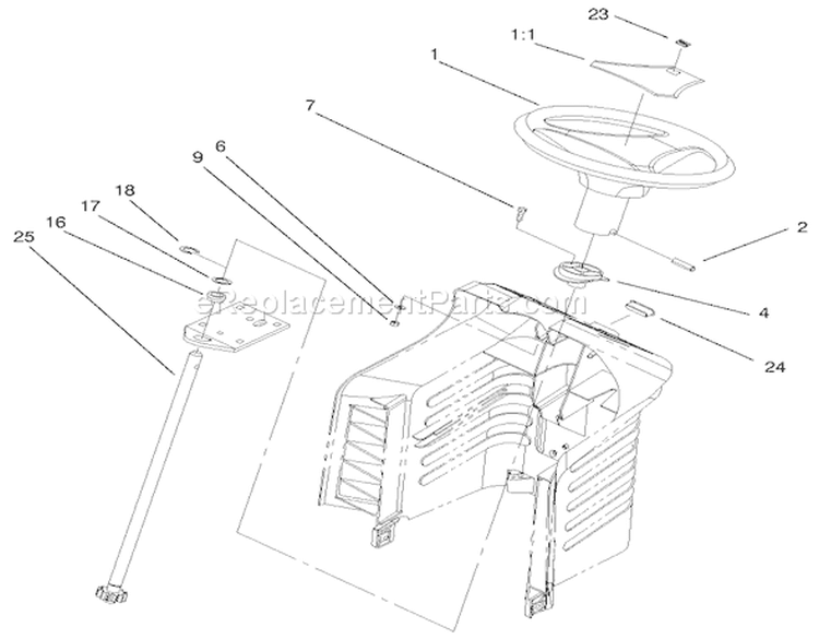 Fixed Steering Assembly Diagram and Parts List for 200000001-200999999 - 2000 Toro Lawn Tractor