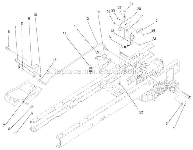 Hydro Transaxle Controls Assembly Diagram and Parts List for 200000001-200999999 - 2000 Toro Lawn Tractor