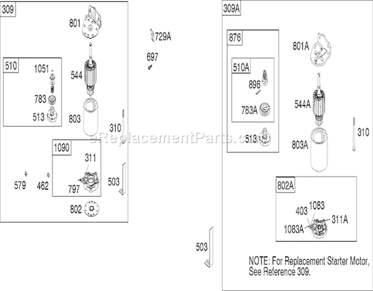 Starter Assembly Briggs and Stratton Model 286h77-0121-e1 Diagram and Parts List for 240000001-240999999 - 2004 Toro Lawn Tractor