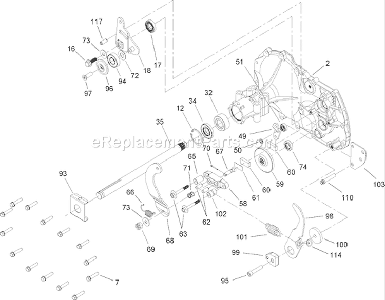 Side Housing and Bearing Assembly Transaxle No. 104-1760 Diagram and Parts List for 280000001-280999999 - 2008 Toro Lawn Tractor