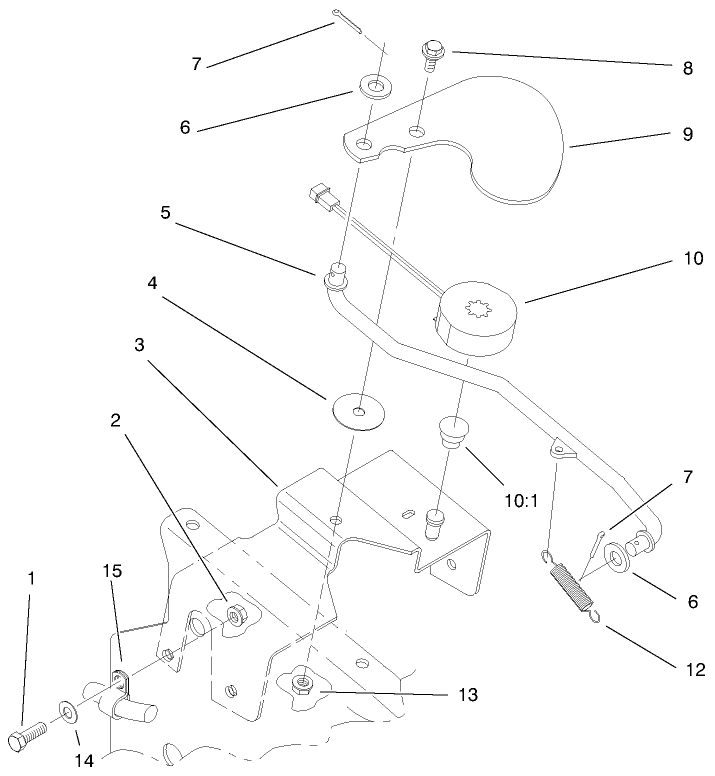 Cruise Control Assembly Diagram and Parts List for 8900001 - 8999999 Toro Lawn Tractor