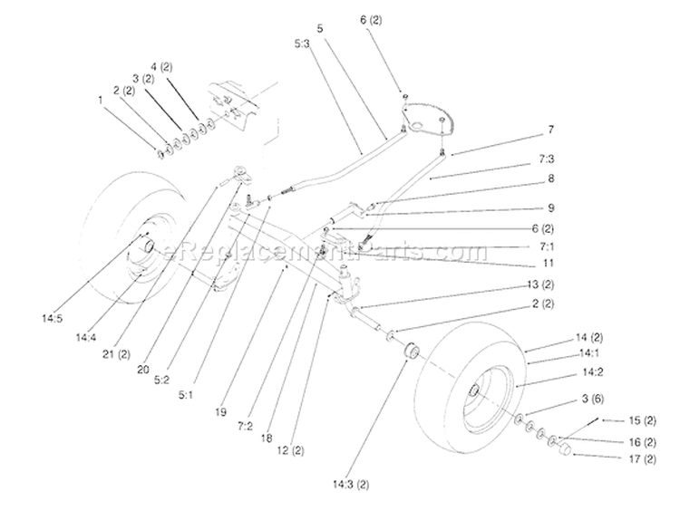 Front Axle Diagram and Parts List for 5900001-5999999 - 1995 Toro Lawn Tractor