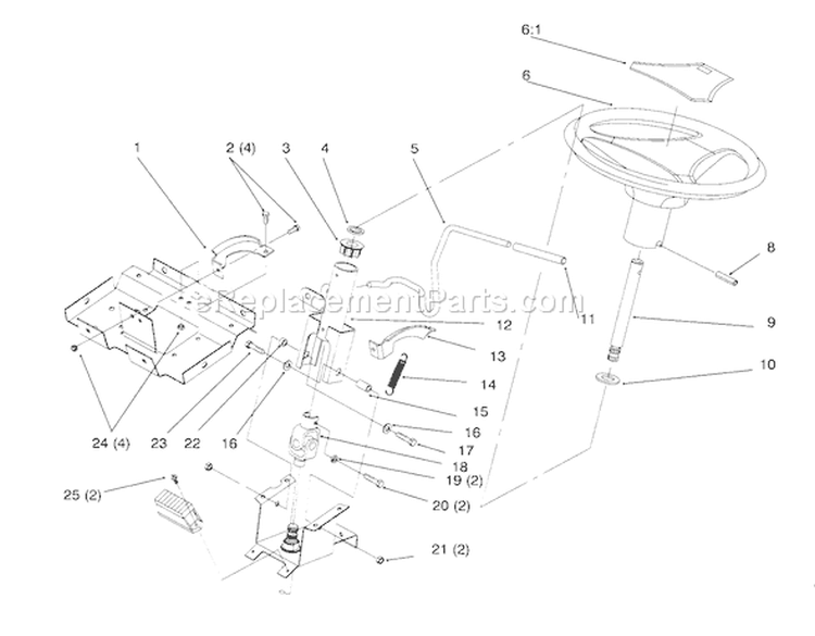 Steering Wheel And Tilt Diagram and Parts List for 5900001-5999999 - 1995 Toro Lawn Tractor