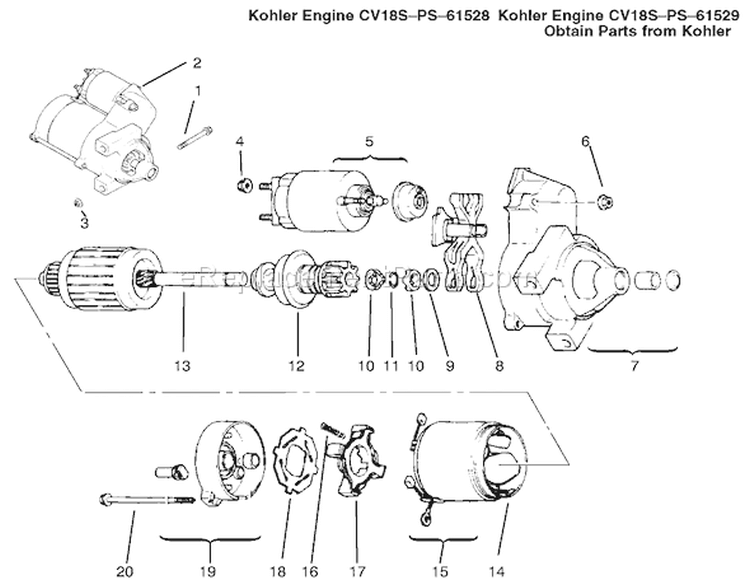 Starting System Diagram and Parts List for 200000001-200999999 - 2000 Toro Lawn Tractor