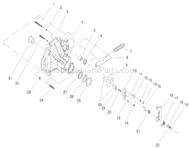 Brake Assembly Diagram and Parts List for 200000001-200999999 - 2000 Toro Lawn Tractor