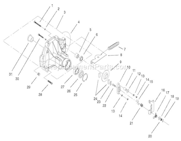 Brake Assembly Diagram and Parts List for 210000001-210999999 - 2001 Toro Lawn Tractor