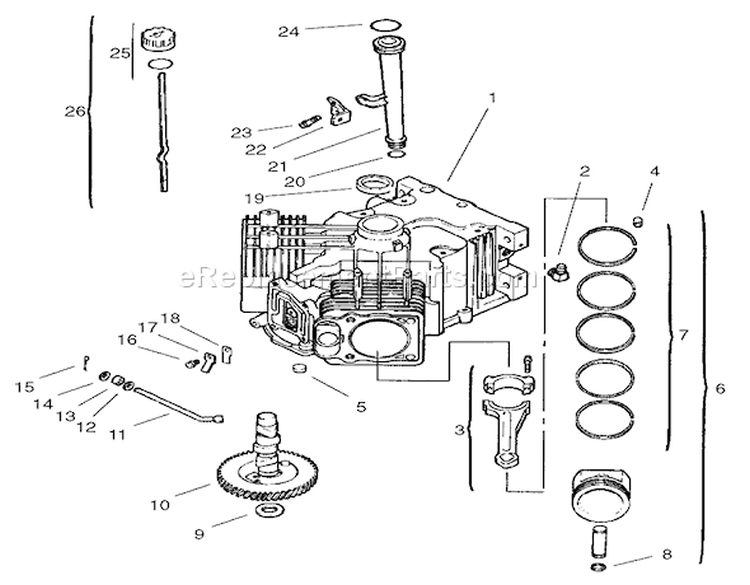 Crankcase Assembly Kohler Cv18s-Ps-61528 And Cv18s-Ps-61529 Diagram and Parts List for 210000001-210999999 - 2001 Toro Lawn Tractor
