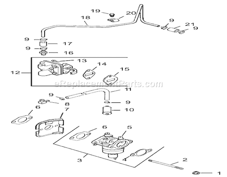 Fuel System Diagram and Parts List for 230000001-230999999 - 2003 Toro Lawn Tractor