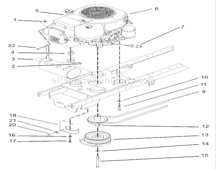 Single Cylinder Engine, Muffler and PTO Assembly Diagram and Parts List for 230000001-230999999 - 2003 Toro Lawn Tractor
