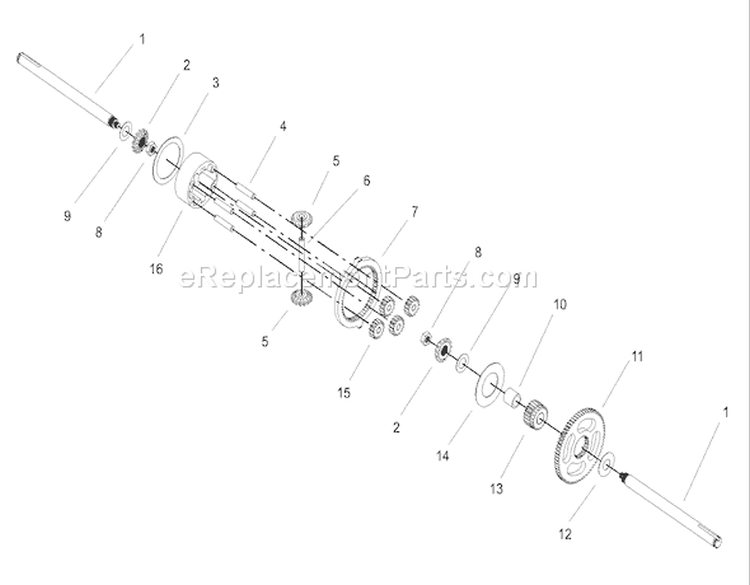 Differential Gear Assembly Diagram and Parts List for 230000001-230999999 - 2003 Toro Lawn Tractor