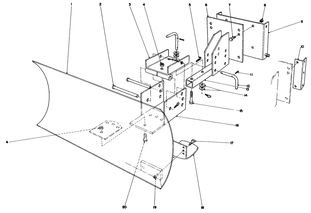 Grader Blade Assembly Model 59099 (Optional) Diagram and Parts List for 4000001 - 4999999 Toro Snow Blower