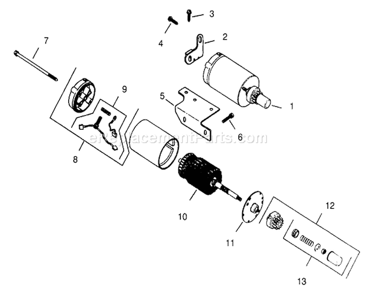 Starter Diagram and Parts List for 3900001-3999999 - 1993 Toro Lawn Tractor