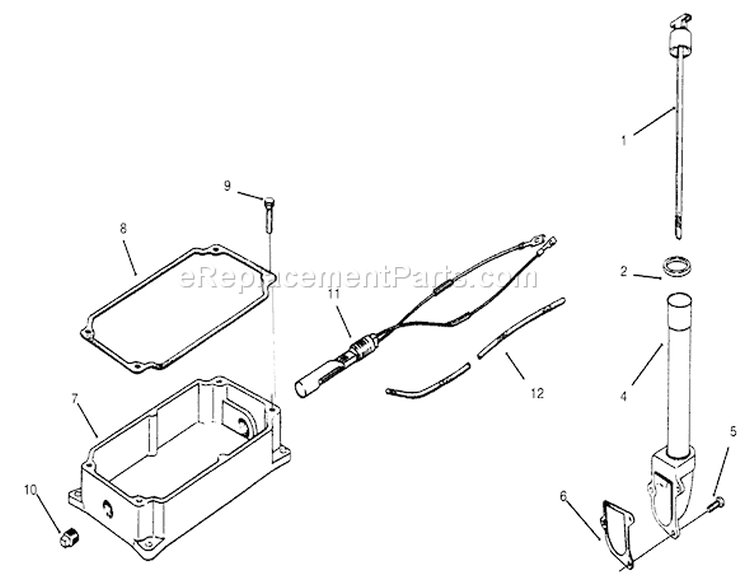 Oil Pan And Dipstick Diagram and Parts List for 6900001-6999999 - 1996 Toro Lawn Tractor