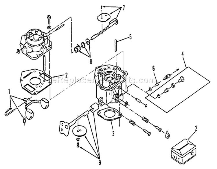 Carburetor Diagram and Parts List for 3900001-3999999 - 1993 Toro Lawn Tractor