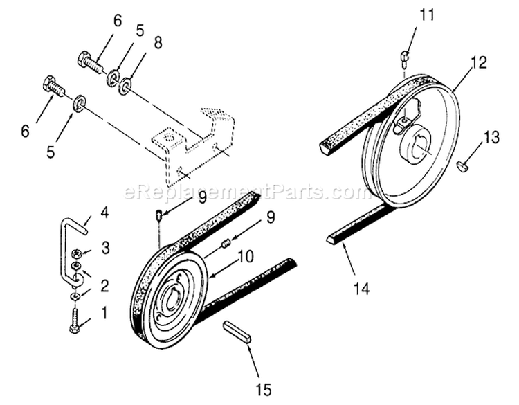 Drive Belt And Pulleys Diagram and Parts List for 3900001-3999999 - 1993 Toro Lawn Tractor