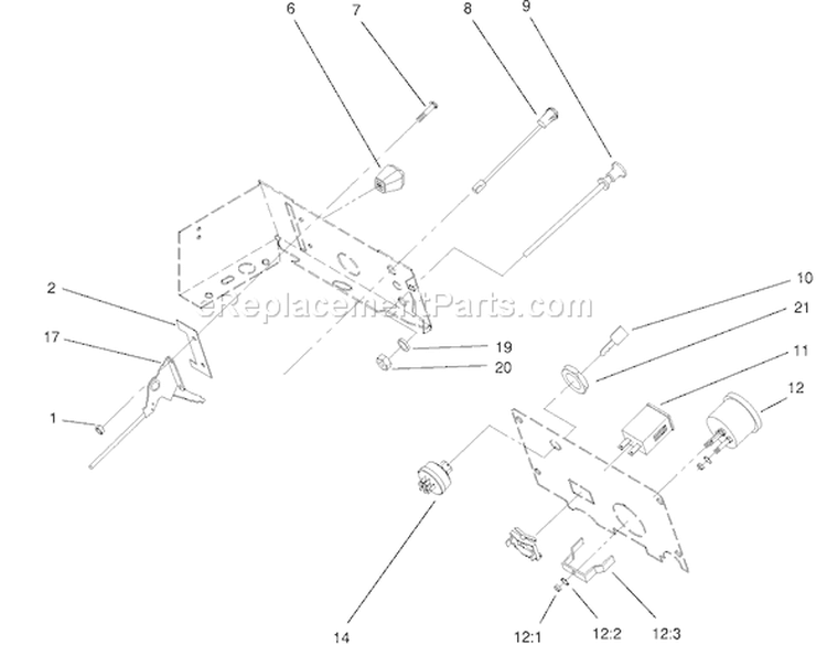 Gauges, Warning Lights & Controls Assembly Diagram and Parts List for 200000001-200999999 - 2000 Toro Lawn Tractor