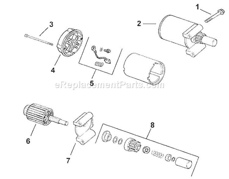 Starter Diagram and Parts List for 200000001-200999999 - 2000 Toro Lawn Tractor