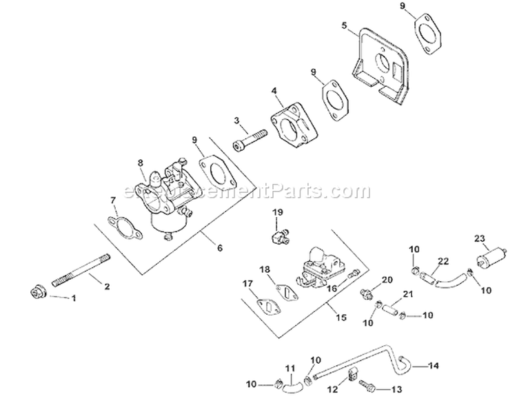 Carburetor & Fuel Pump Diagram and Parts List for 200000001-200999999 - 2000 Toro Lawn Tractor