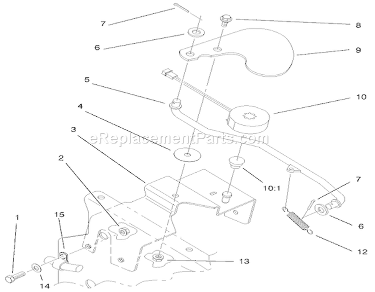 Cruise Control Assembly Diagram and Parts List for 8900001-8999999 - 1998 Toro
