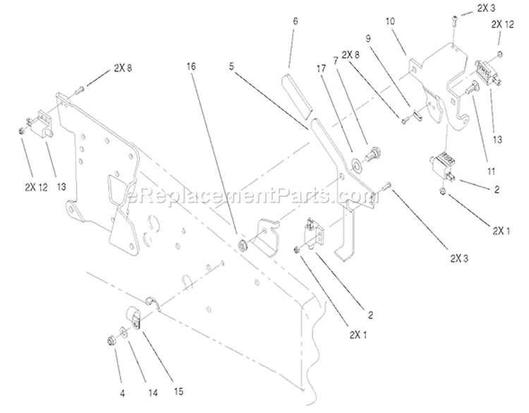 Parking Brake Upper Assembly Diagram and Parts List for 210000001-210999999 - 2001 Toro Lawn Tractor