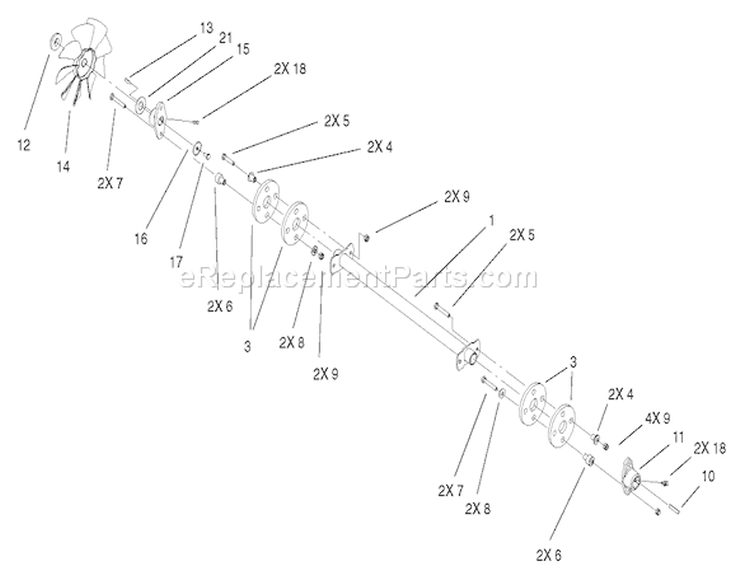 Druve Shaft Assembly Diagram and Parts List for 210000001-210999999 - 2001 Toro Lawn Tractor