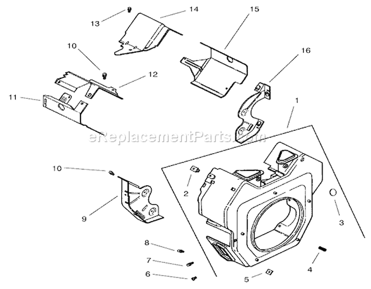 Group 6-Blower Housing & Baffles Diagram and Parts List for 200000001-200000200 - 2000 Toro Lawn Tractor