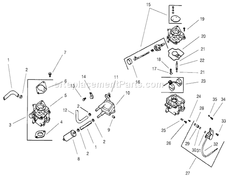 Group 8-Fuel System Diagram and Parts List for 200000001-200000200 - 2000 Toro Lawn Tractor