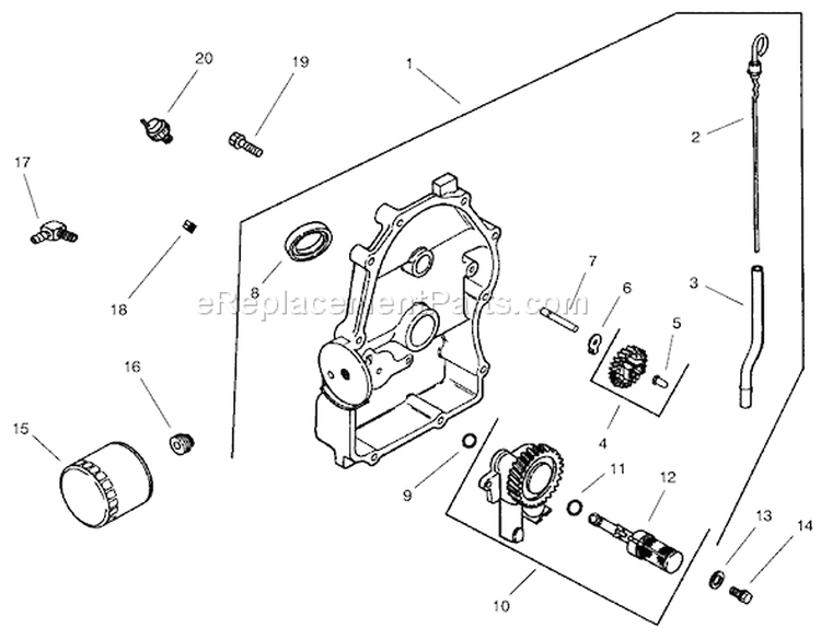 Group 3-Oil Pan/lubrication Diagram and Parts List for 000000001-000999999 - 2000 Toro Lawn Tractor